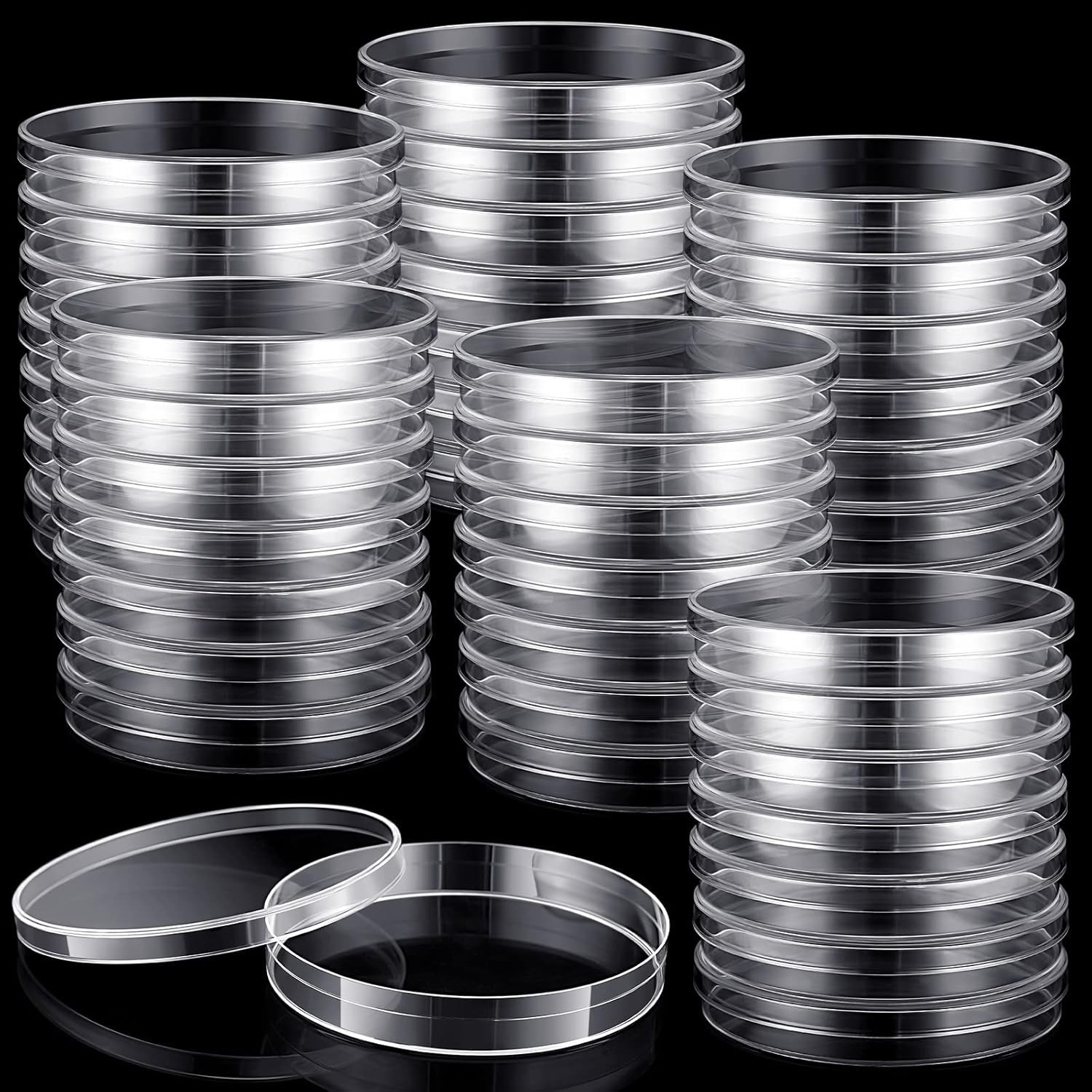 200 Pack Sterile Plastic Petri Dishes with Lids 90Mm Dia X 15Mm Deep Clear Thick