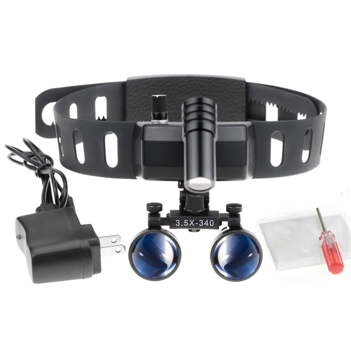 Dental 5W LED Binocular Headlight Leather Headband DY-005+3.5X Surgery Loupe CE