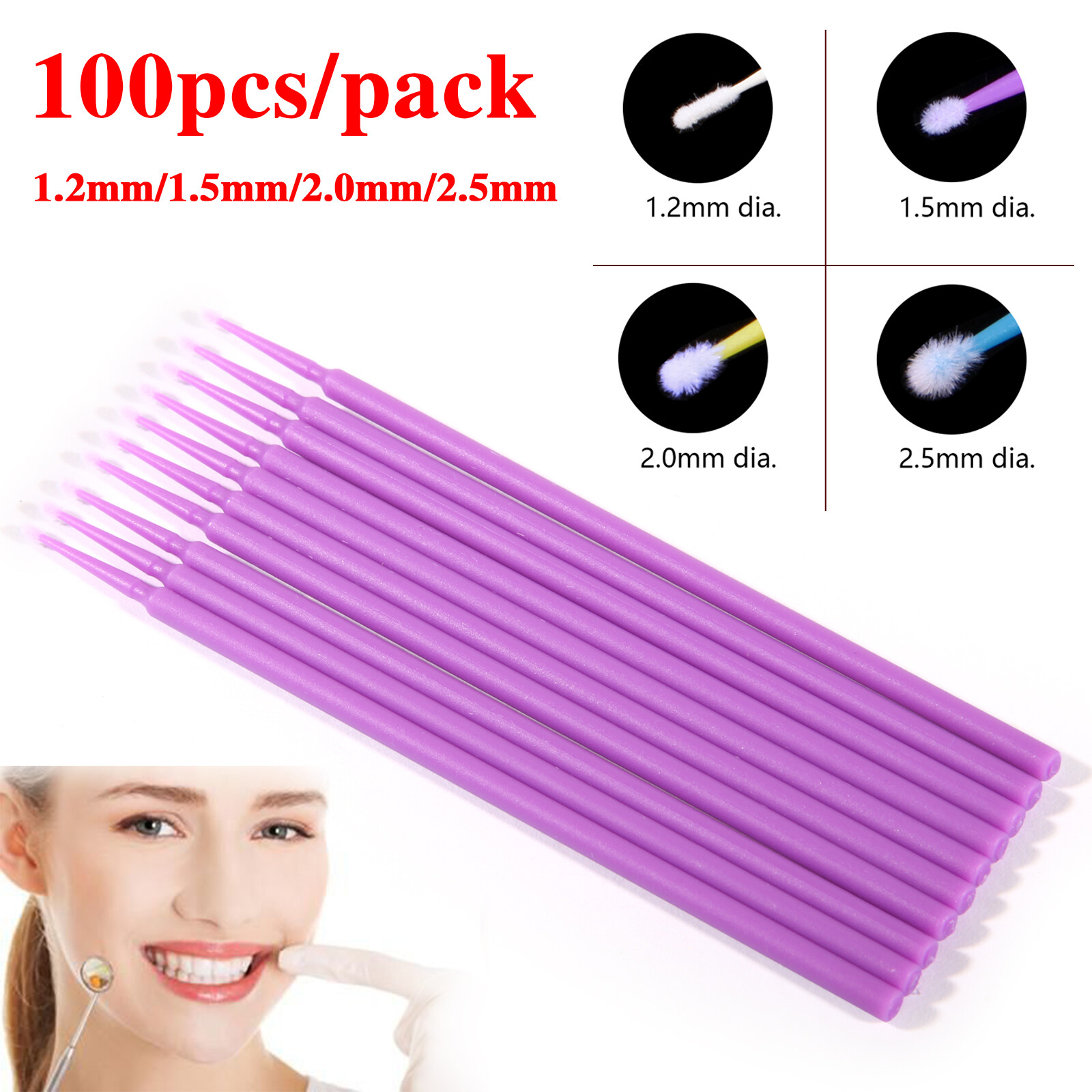 100-1000pcs Microbrush Applicator Tips (Regular, Fine, Super Fine) Dental ns