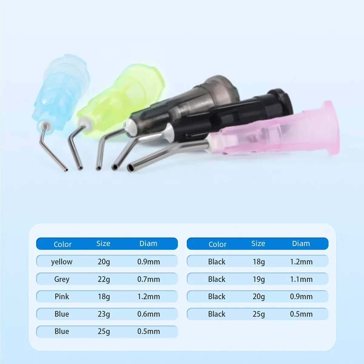 FLOW PRE BENT NEEDLE TIPS FOR ETCH DENTAL IRRIGATION SYRINGE TIP Black 18 GAUGE