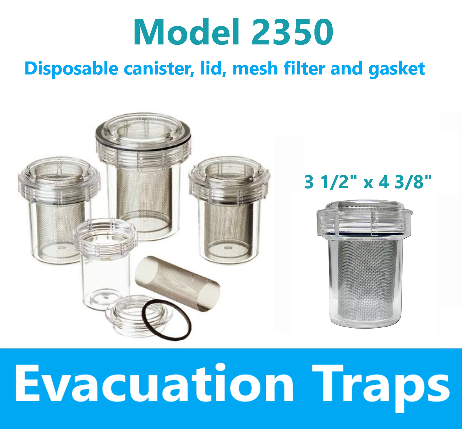 Dental Evacuation Trap Mesh Canister For Vacstar (new models), Apollo, #2350