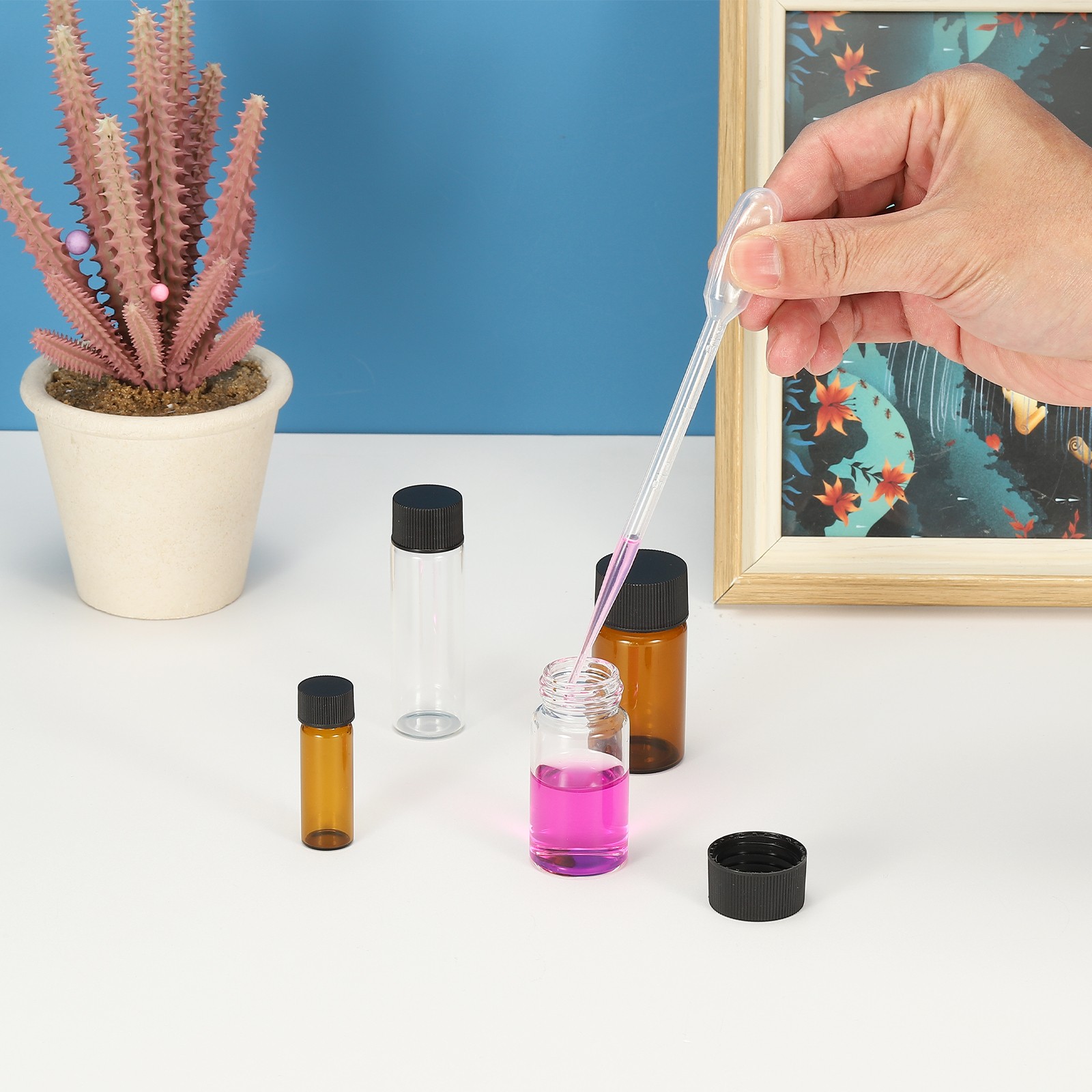 12 Pcs 30ml Leak-Proof Sample Vials with Label and Plastic Dropper(Clear Brown)