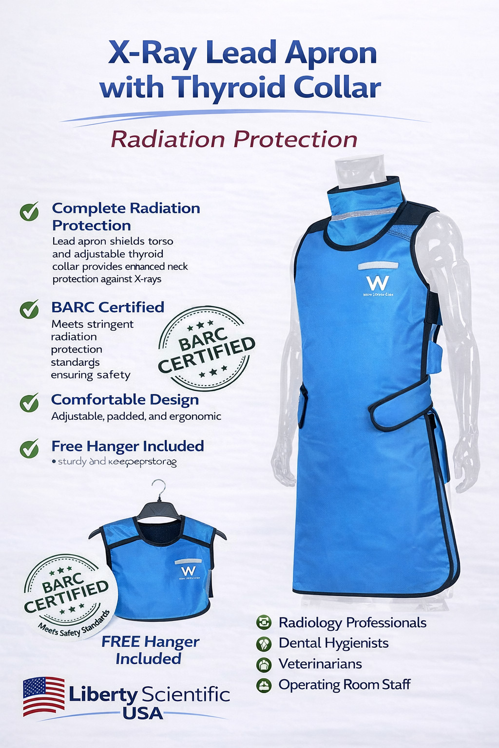 Liberty Scientific USA X-Ray Lead Apron with Thyroid Shield | BARC – USA