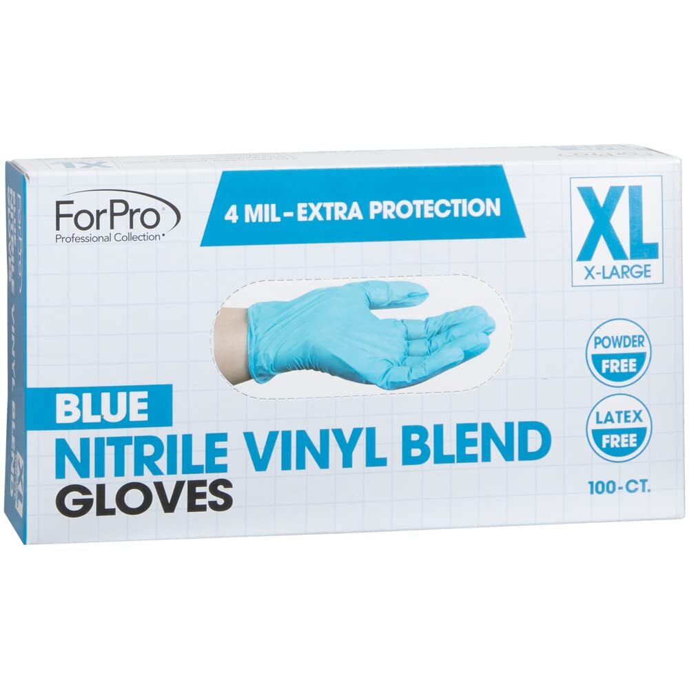 Forpro Disposable Nitrile Vinyl Blend Gloves 4 Mil Extra Protection Powderfree L