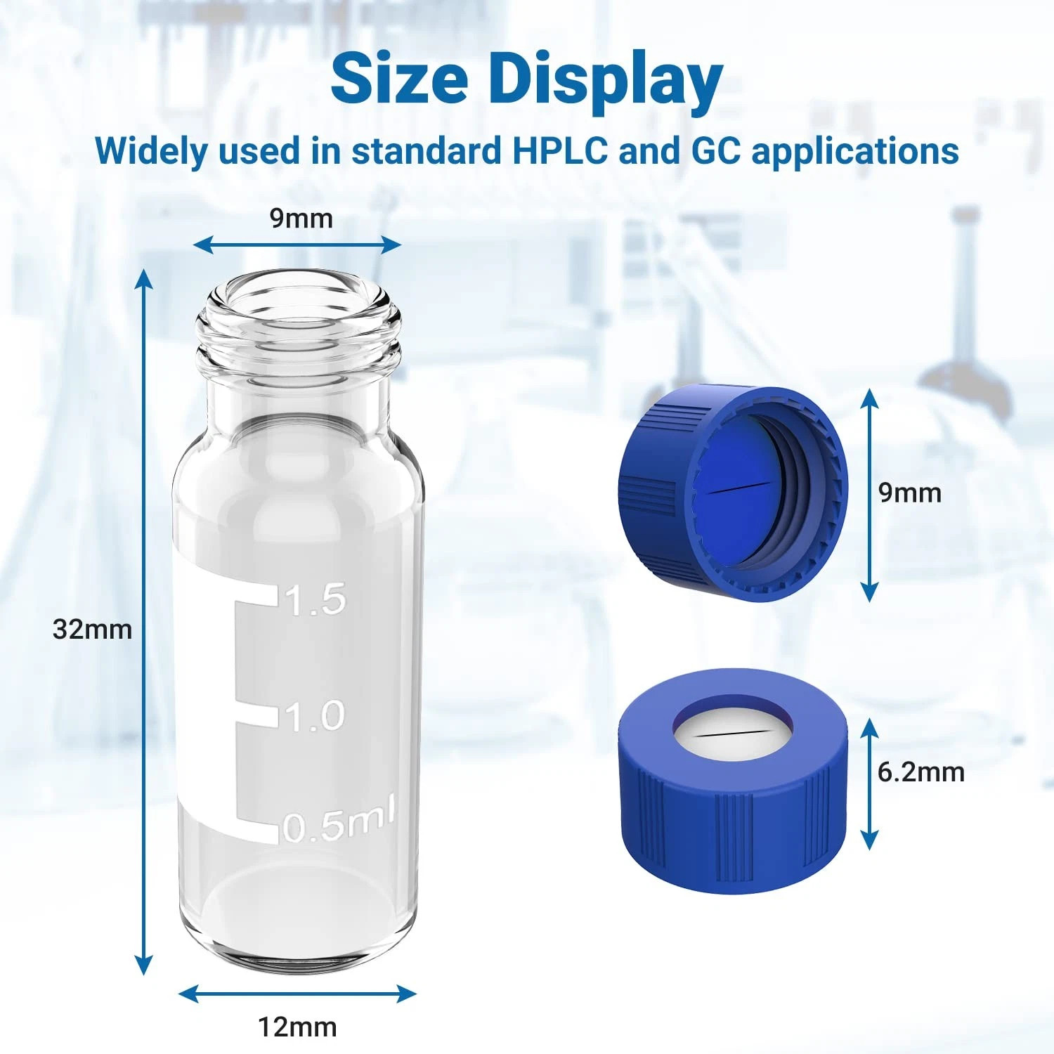 2ml Clear Autosampler Vials HPLC Sample Vials 1000PCS Screw Cap w/ Pre-Slit PTFE