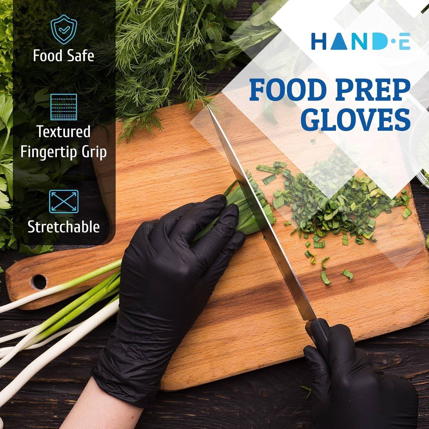 Hand-E Touch Black Nitrile Disposable Gloves Large, 50 Count – BBQ, Tattoo, Hair
