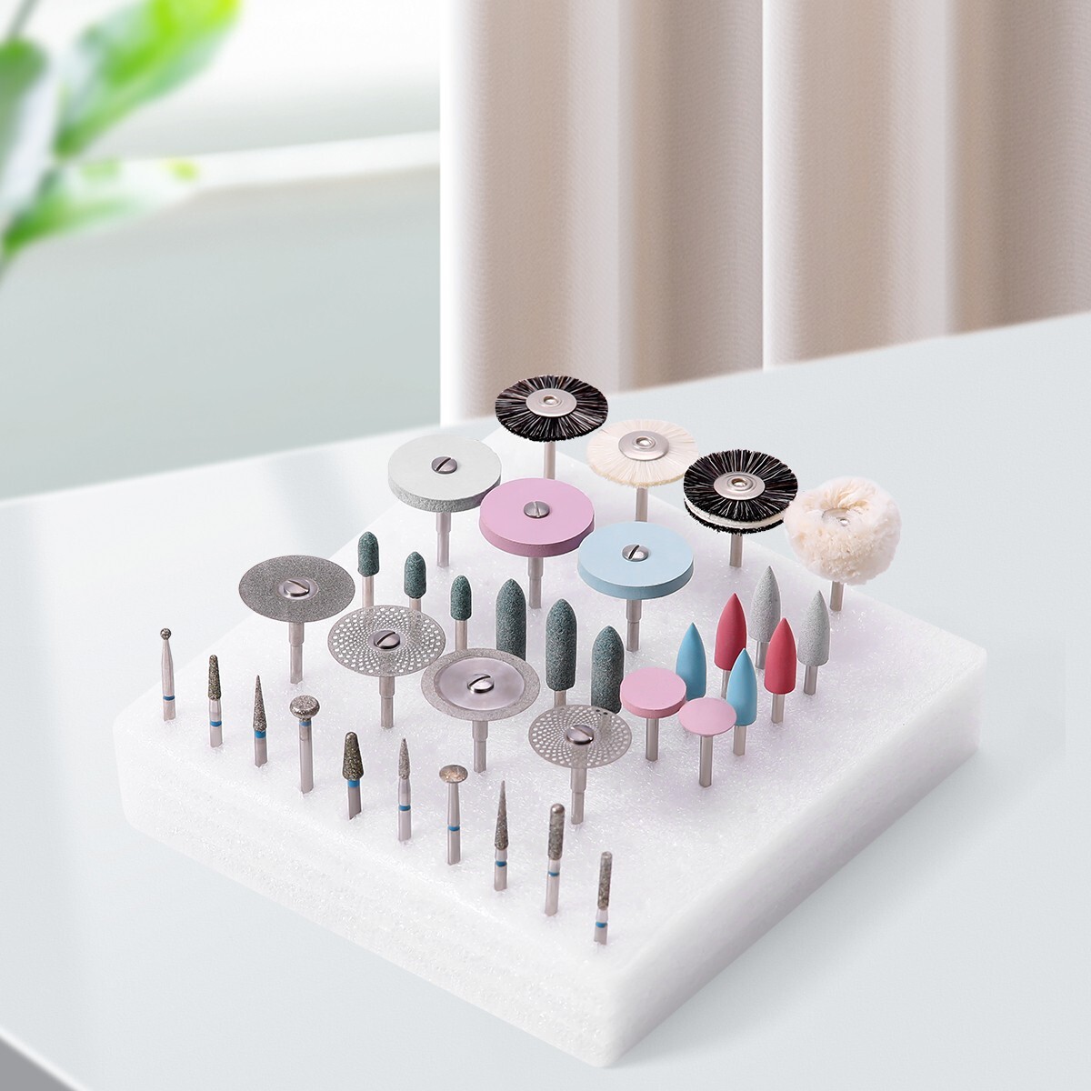 35pcs Dental Lab Polishing Burs Kit Disc Brush Stone for Ceramics Porcelain HP