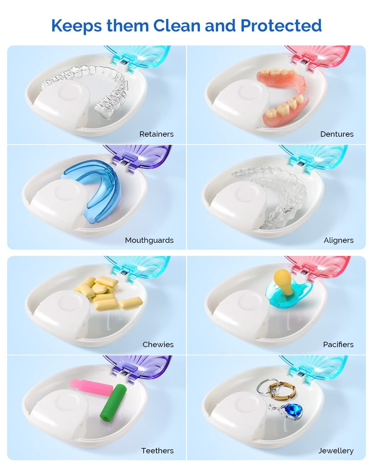 JMU Dental Orthodontic Retainer Boxes Denture Case Mouth Guard Containers