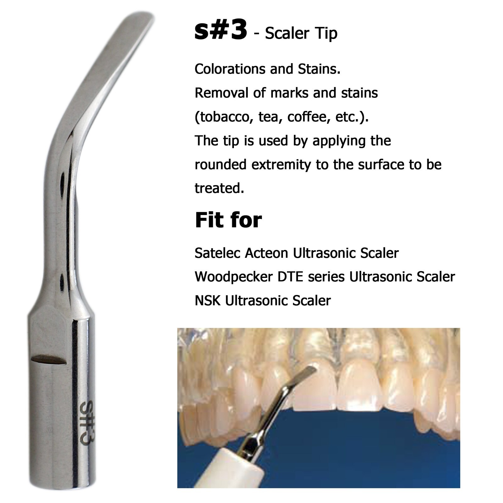 Satelec ACTEON NEWTRON Slim B LED Ultrasonic Scaler Handpiece Piezo Tips H3 1S