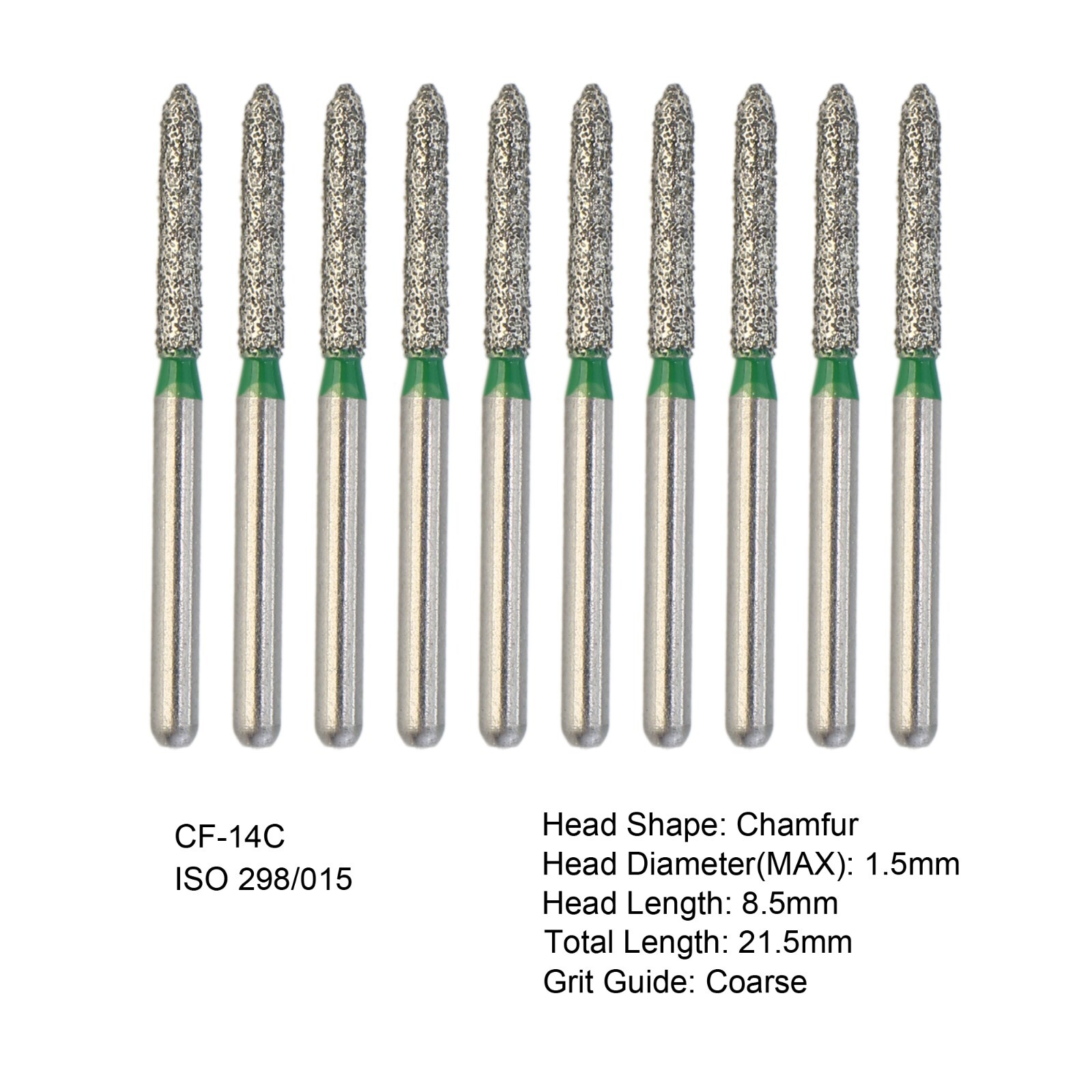 Dental Diamond Burs Modified Chamfer CF/22F Coarse Grit For High Speed Handpiece