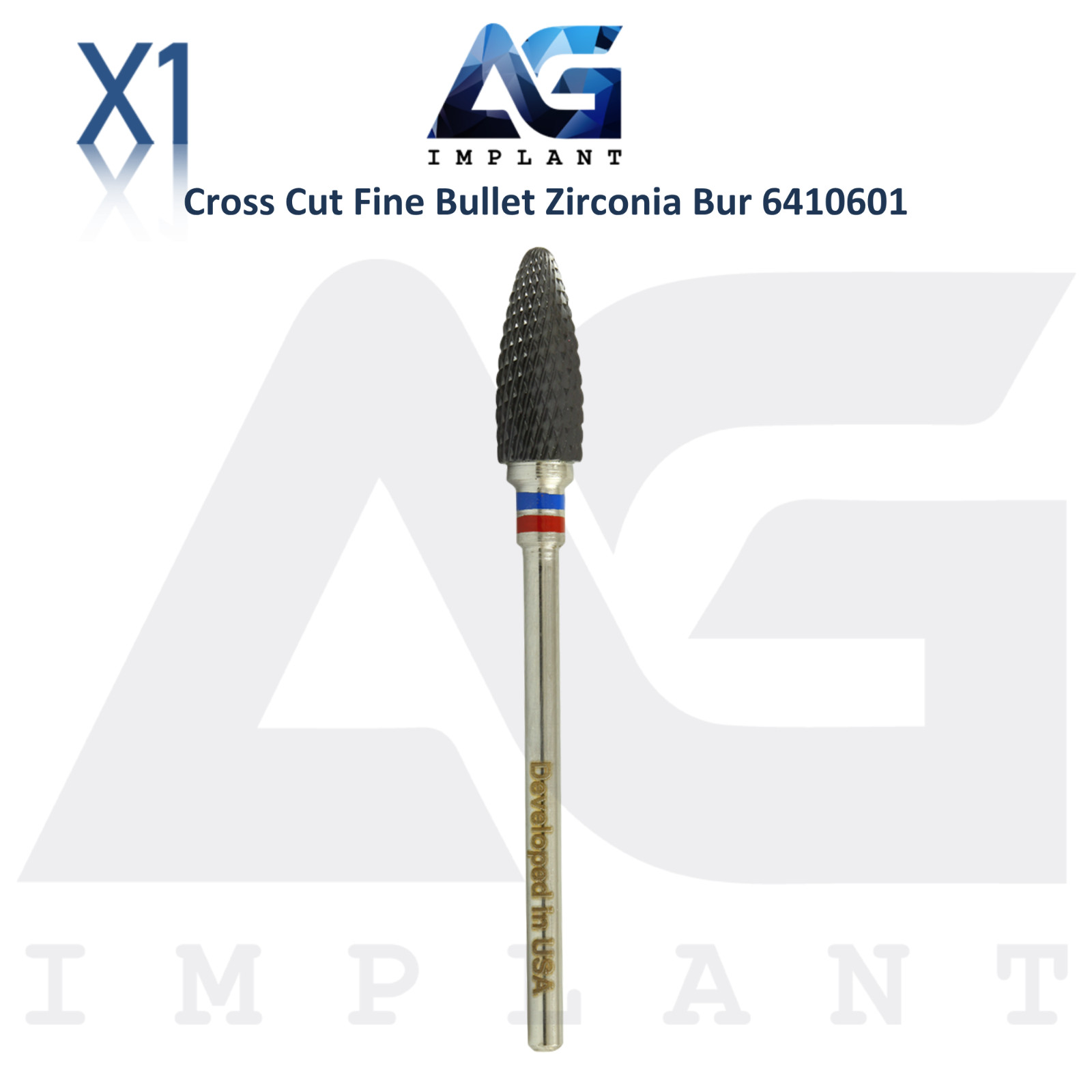 Dental Wilson Cross Cut Fine BuIIet Zirconia Bur Ø6.0x14mm Trimming 6410601