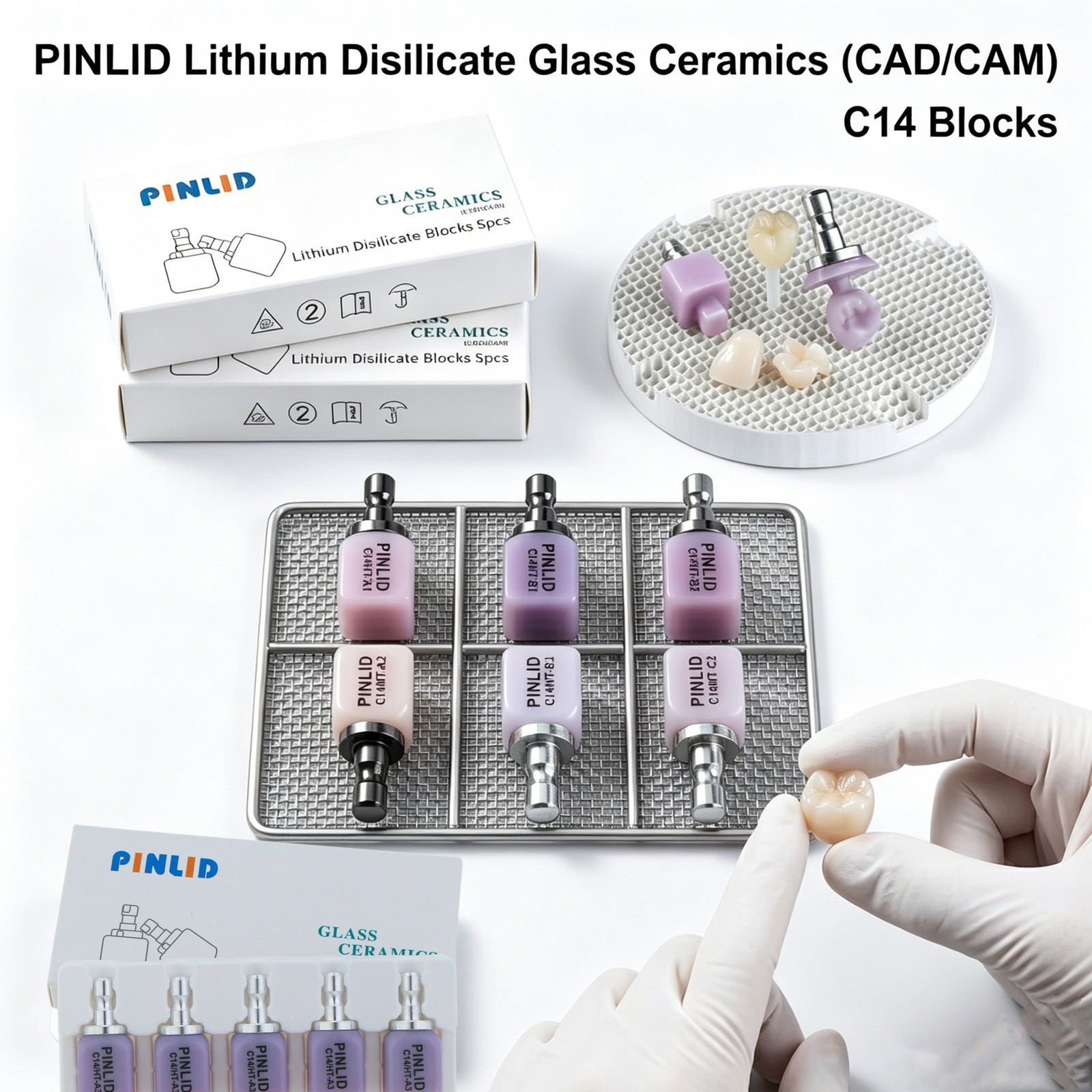 Dental Lithium Disilicate Blocks C14/B40/A16 Glass Ceramic Sirona Cerec LT/MT/HT