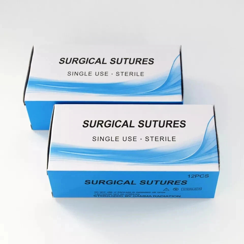 12 Pcs/Box Dental Surgical 3/0 Or 4/0 Suture Train Silk Braided Non Absorbable