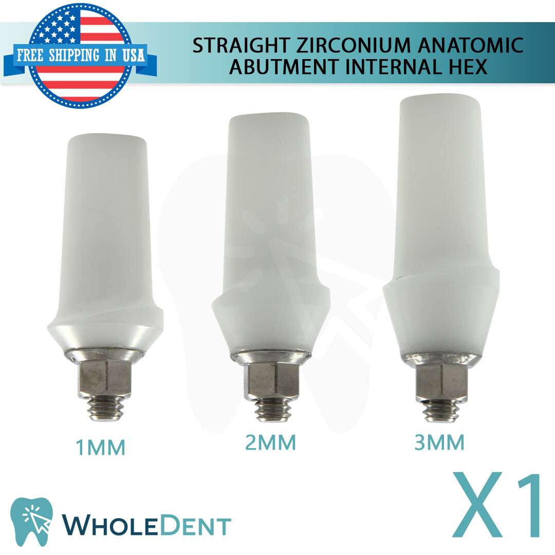 1x Straight Anatomic Zirconium Abutment Int Hex 2.42mm Dental Instrument Ø5.2mm