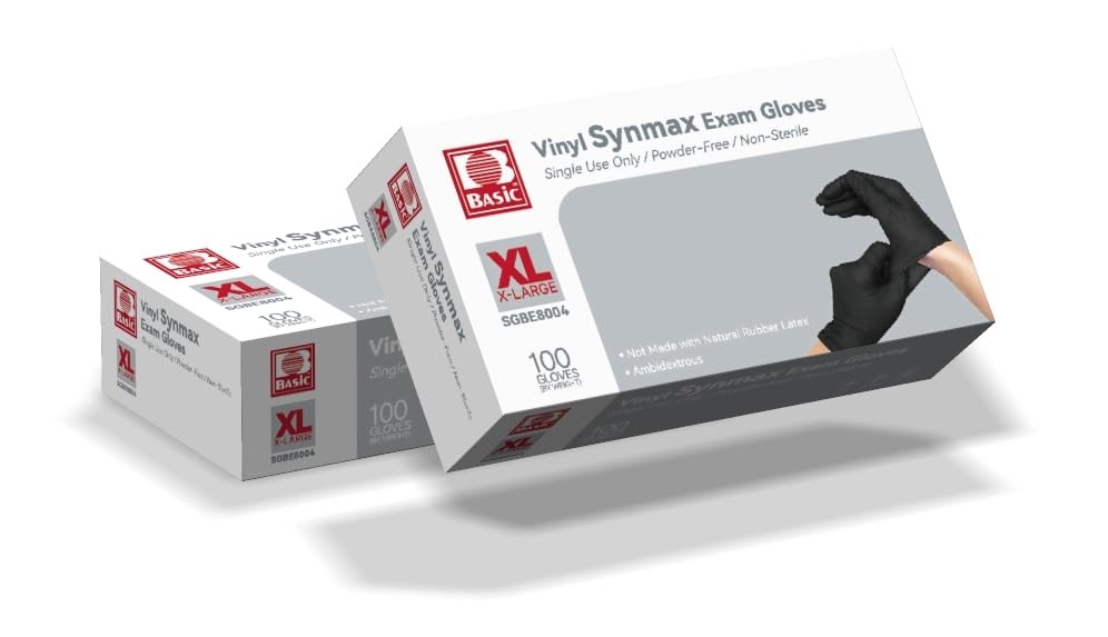 Basic Vinyl Exam Gloves, 4 mil Safty Glove Latex-Free & Powder-Free, SGBE 800…