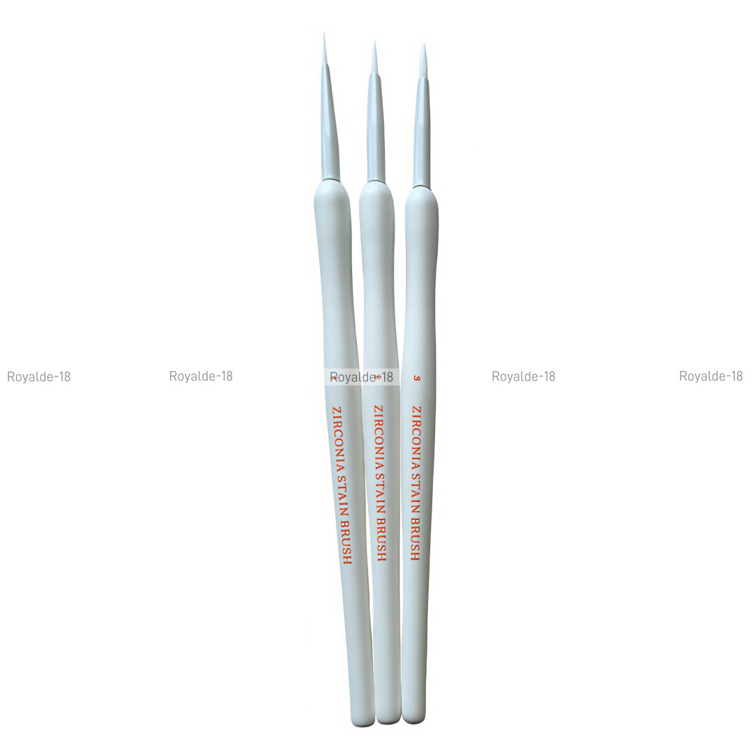 3x Zirconia Stain Brush Synthetic Hair Dental Denture Staining Brushes Pens Wood