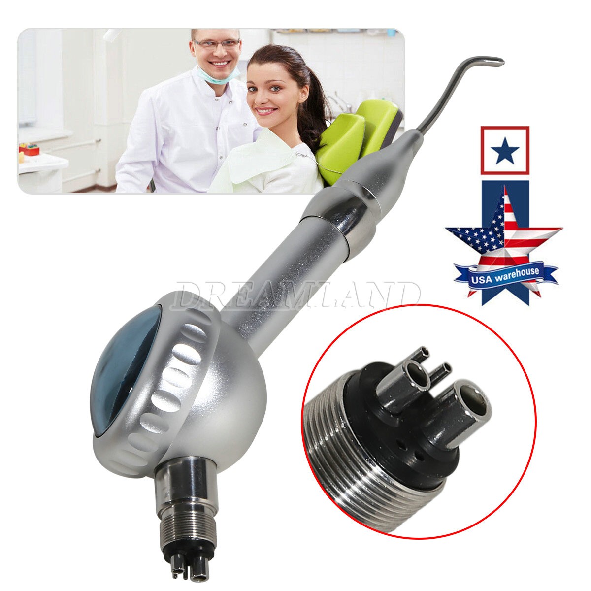 Dental Oral Care Hygiene Prophy Jet Air Polisher Tooth Polishing Handpiece 4Hole