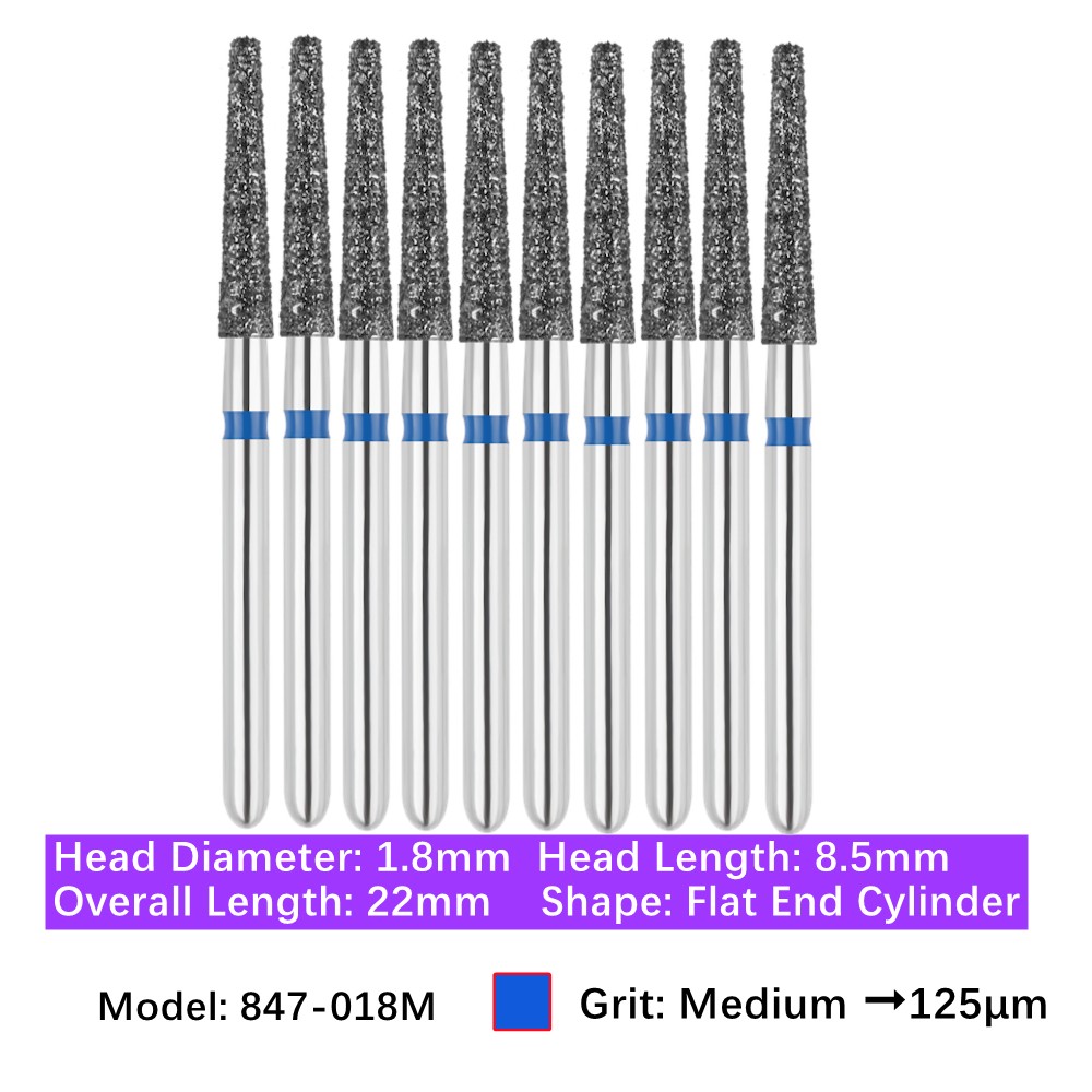 Vakker Dental Flat End Taper FG Diamond Bur 847-018M Medium 10/pk
