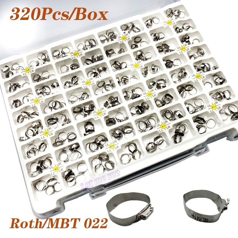 320Pcs Dental Orthodontic Plain Molar Bands Buccal Tubes Kit Roth MBT 022 1st
