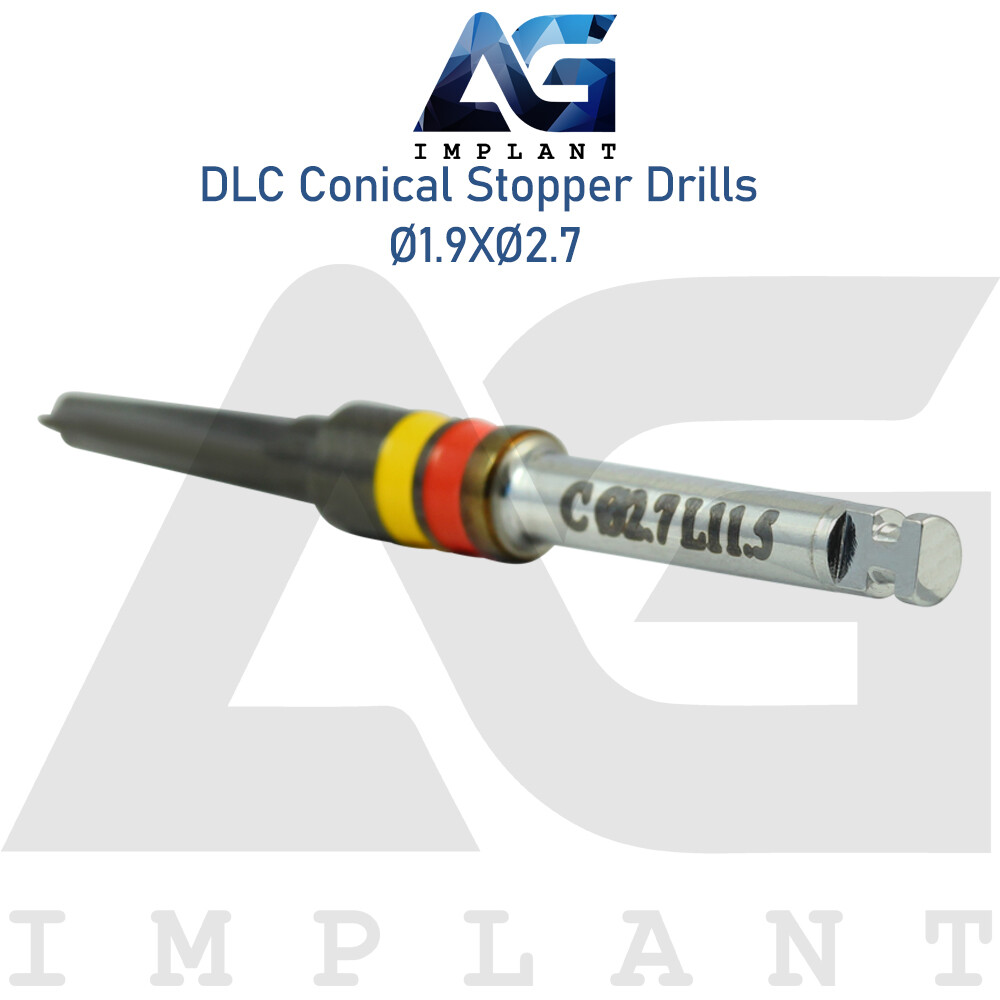 Ø1.9XØ2.7 Integral Stopper DLC Conical Drill External Irrigation Tool Carbon