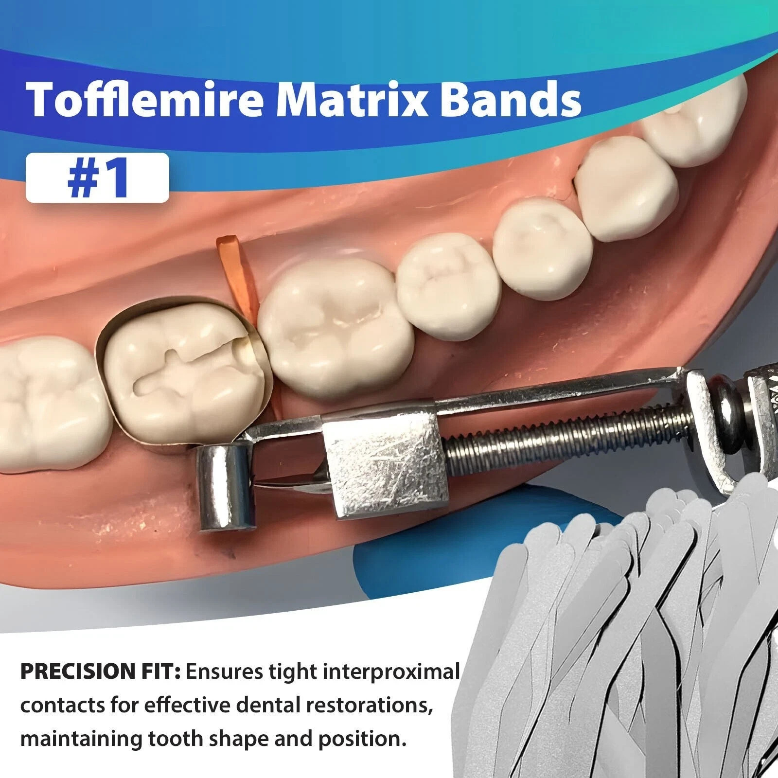 144Pcs/pack Dental Matrix Bands Tofflemire Type #1 #2 #3 #13 Stainless Steel