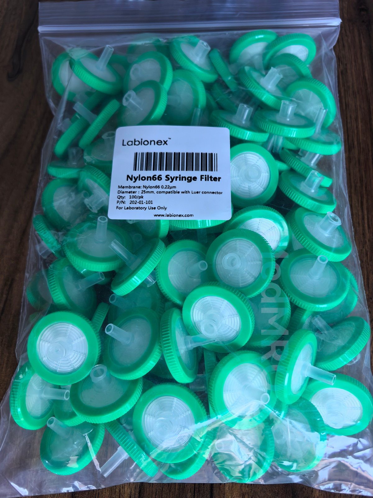 lot of 100/pk! Nylon66 Syringe Filter 25mm/0.22um , 100/PK,HPLC with luer lock