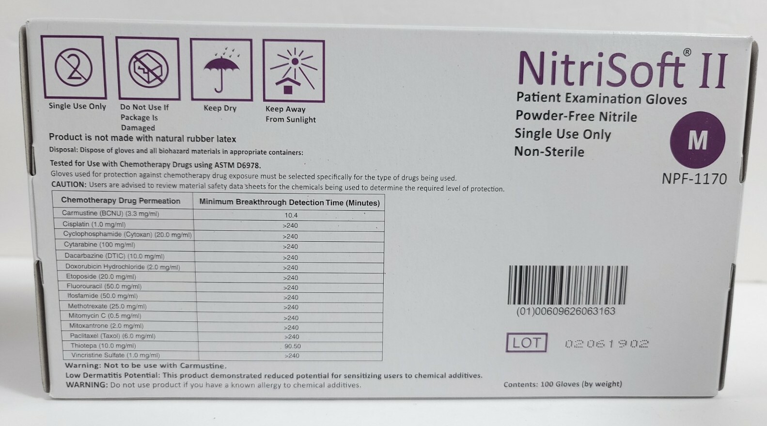 100 Medium NitriSoft II Nitrile Disposable Exam Gloves Latex Powder Free Blue