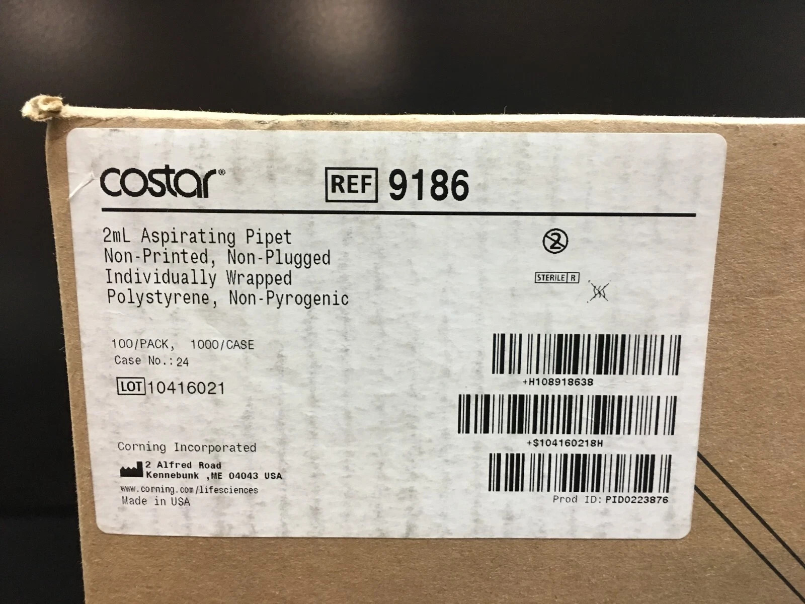 Corning Costar REF 9186 Aspirating Pipets Unplugged 2mL Sterile 600 PCS