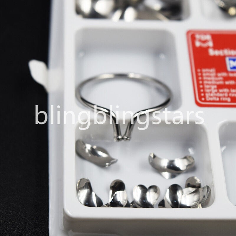 Dental Sectional Contoured Matrices Full Matrix Kit 100pcs 35 μm Hard + 2 Rings