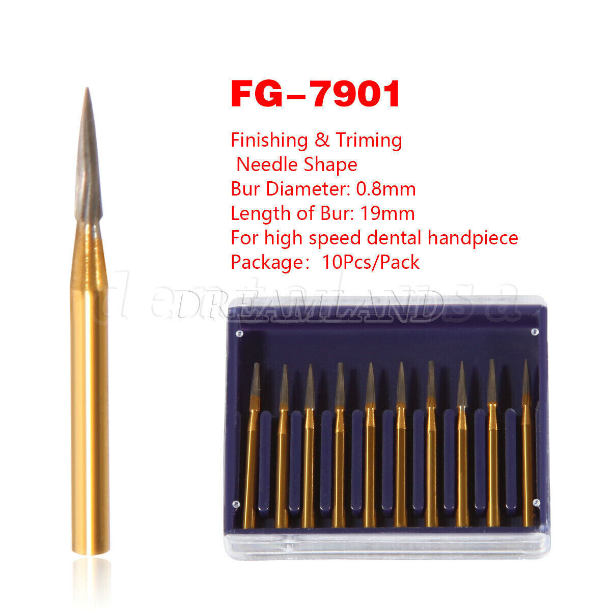 Dental Tungsten Carbide Gold Burs Trimming & Finishing & Polishing Flame FG7901