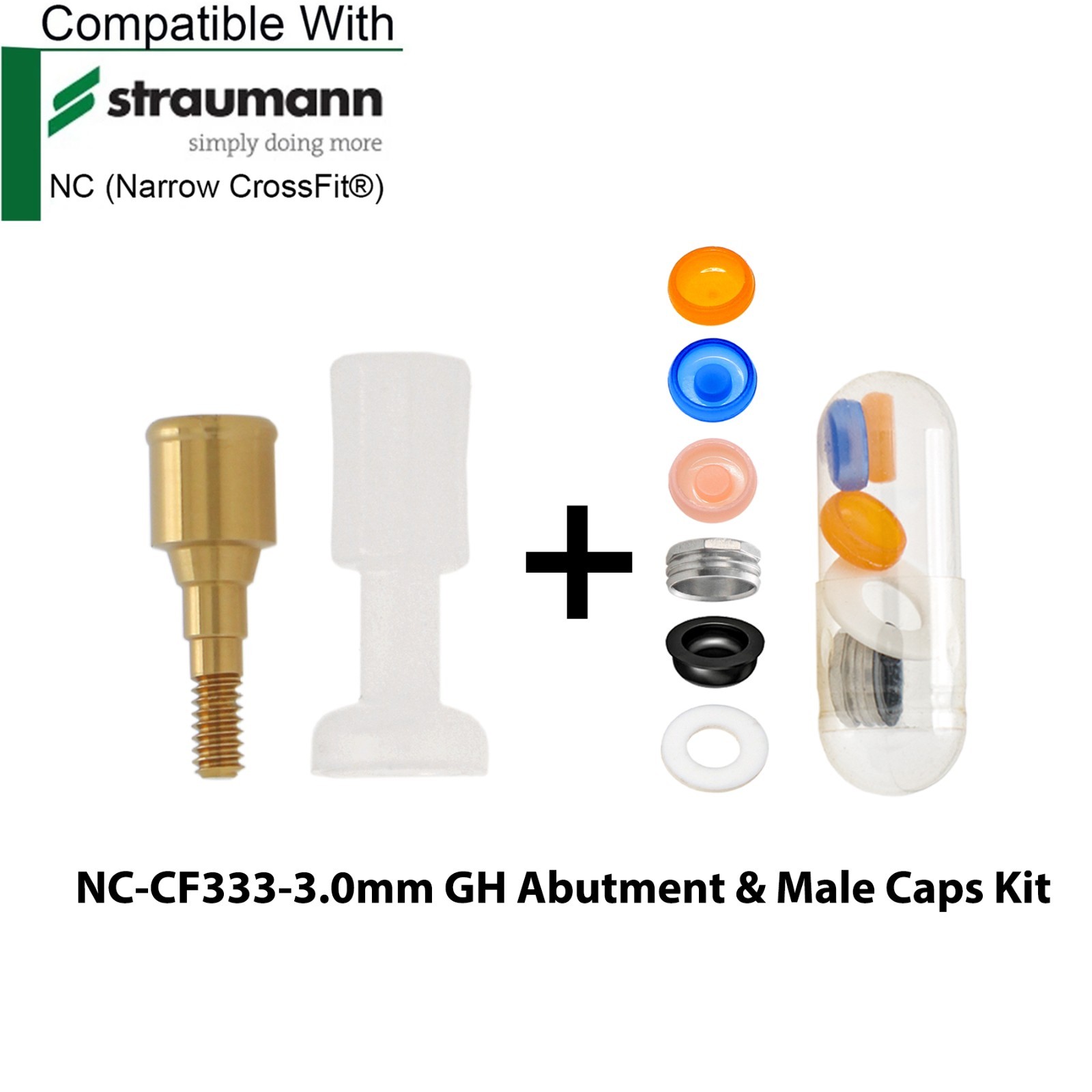 Dental Locator Abutment Compatible STRAUMANN Bone Level NC/RC & Male Caps Kit