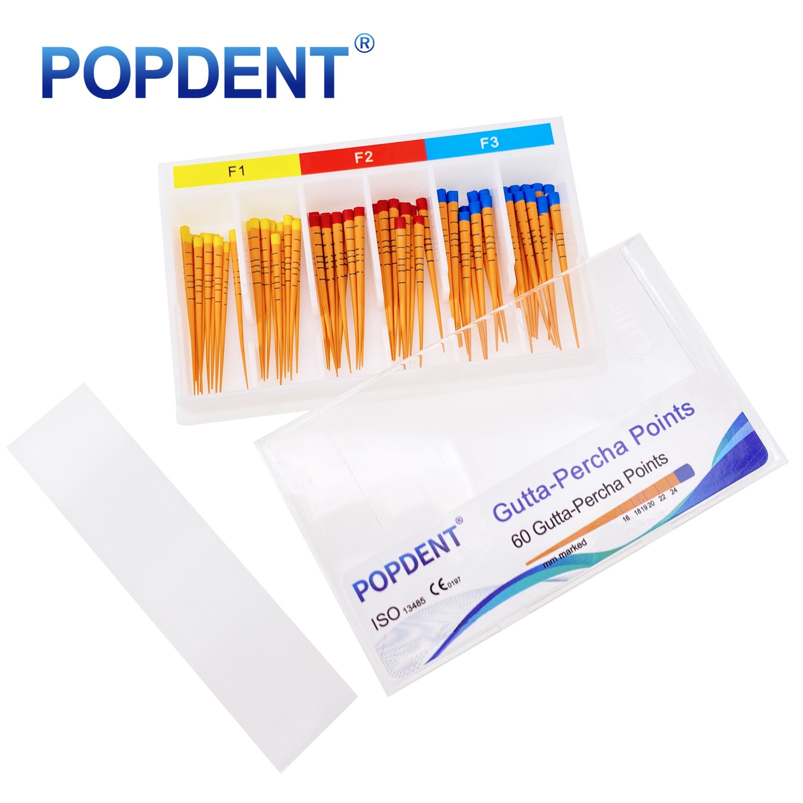 60Pcs POPDENT Dental Gutta Percha Points Eododontics Obturating Points F1 F2 F3
