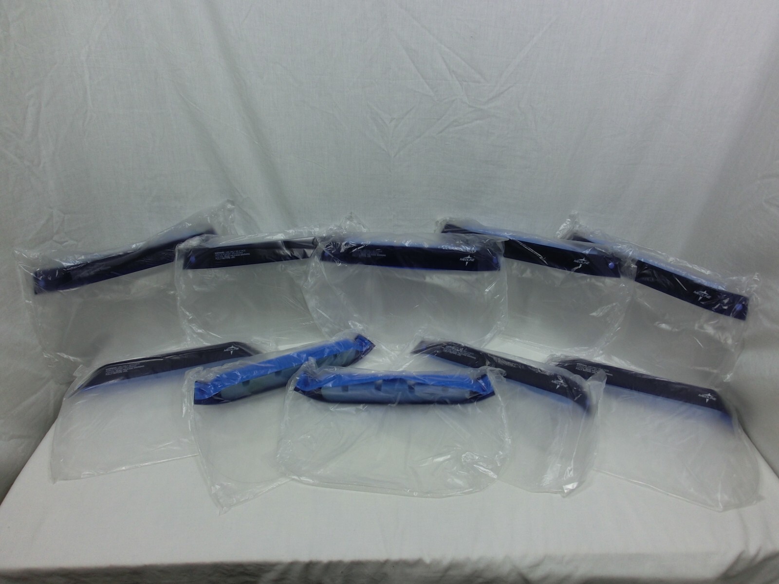 1 Lot of 10 – Medline Full Length Disposable Face Shields with Foam Top