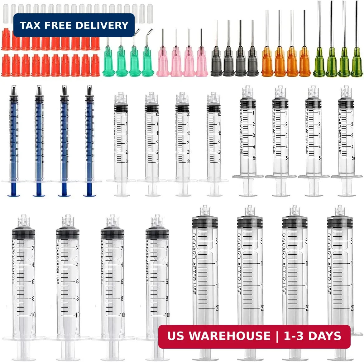 Glue Applicator Syringe with Blunt Tip Needle and Cap, for Liquid, Glue, Ink, Pe