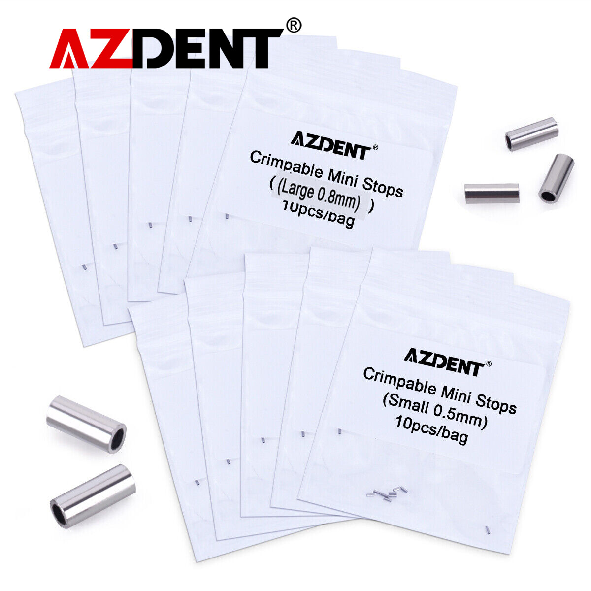 Dental Orthodontic Crimpable Mini Stops 0.5mm/0.8mm fit Round Arch Wire 10pc/bag