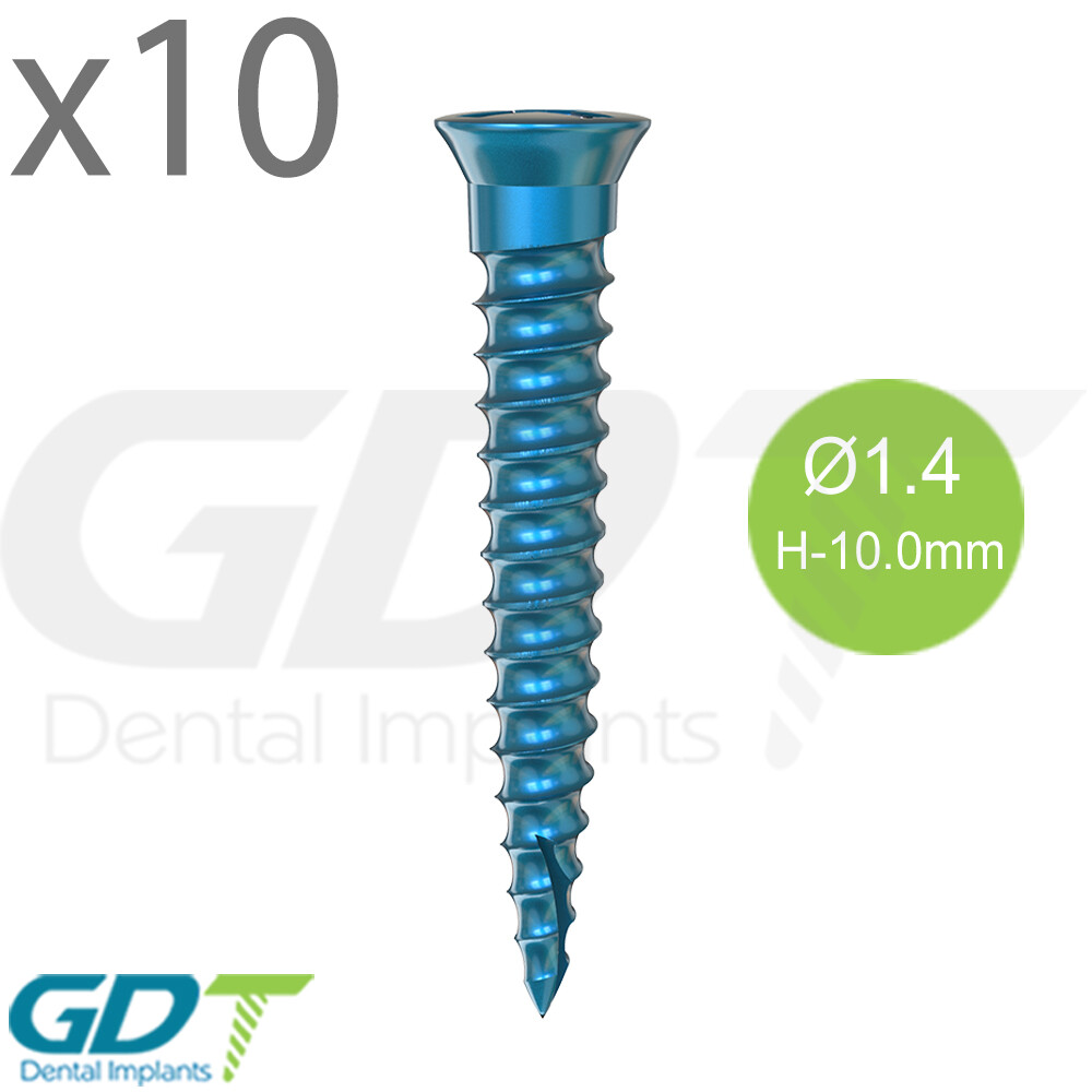10 Self Drilling GBR Bon Screw Ø1.4mm, 10.0mm Membrane Fixation Dental Im plant