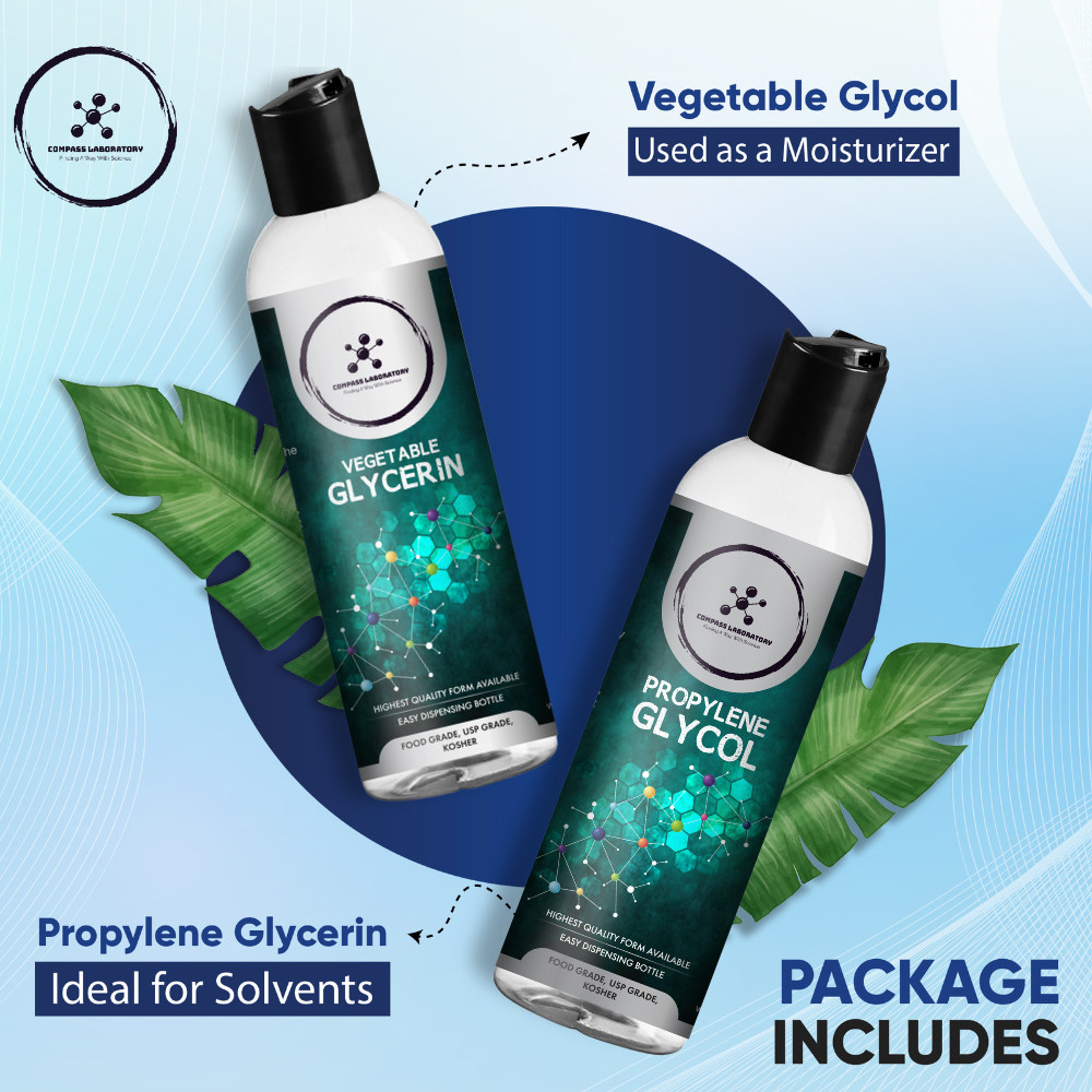 Compass Laboratory Propylene Glycol and Vegetable Glycerin 2 Pack Bundle 500 mL