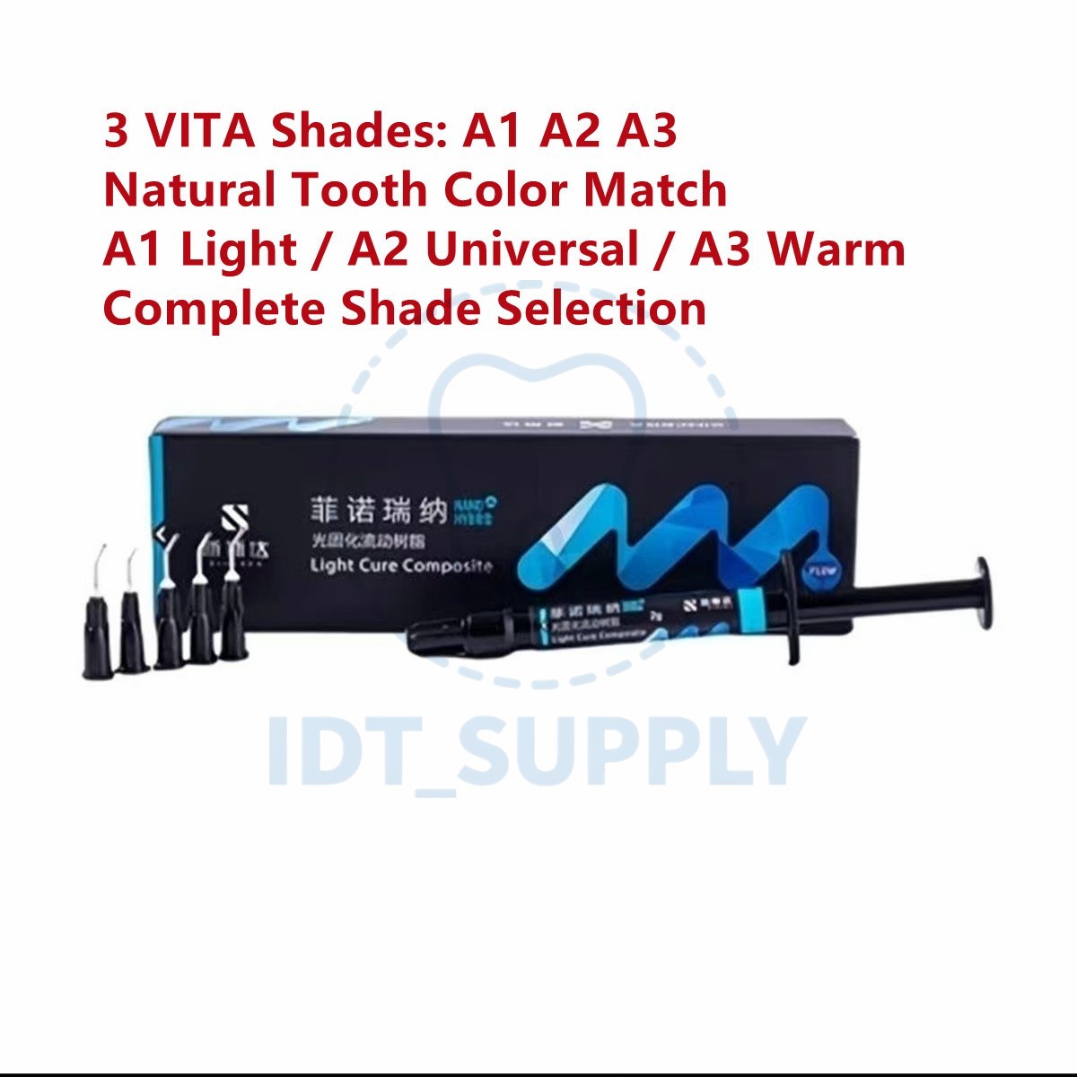 Dental Flowable Composite Resin 2g A1 A2 A3 Light Cure Restorative Filling