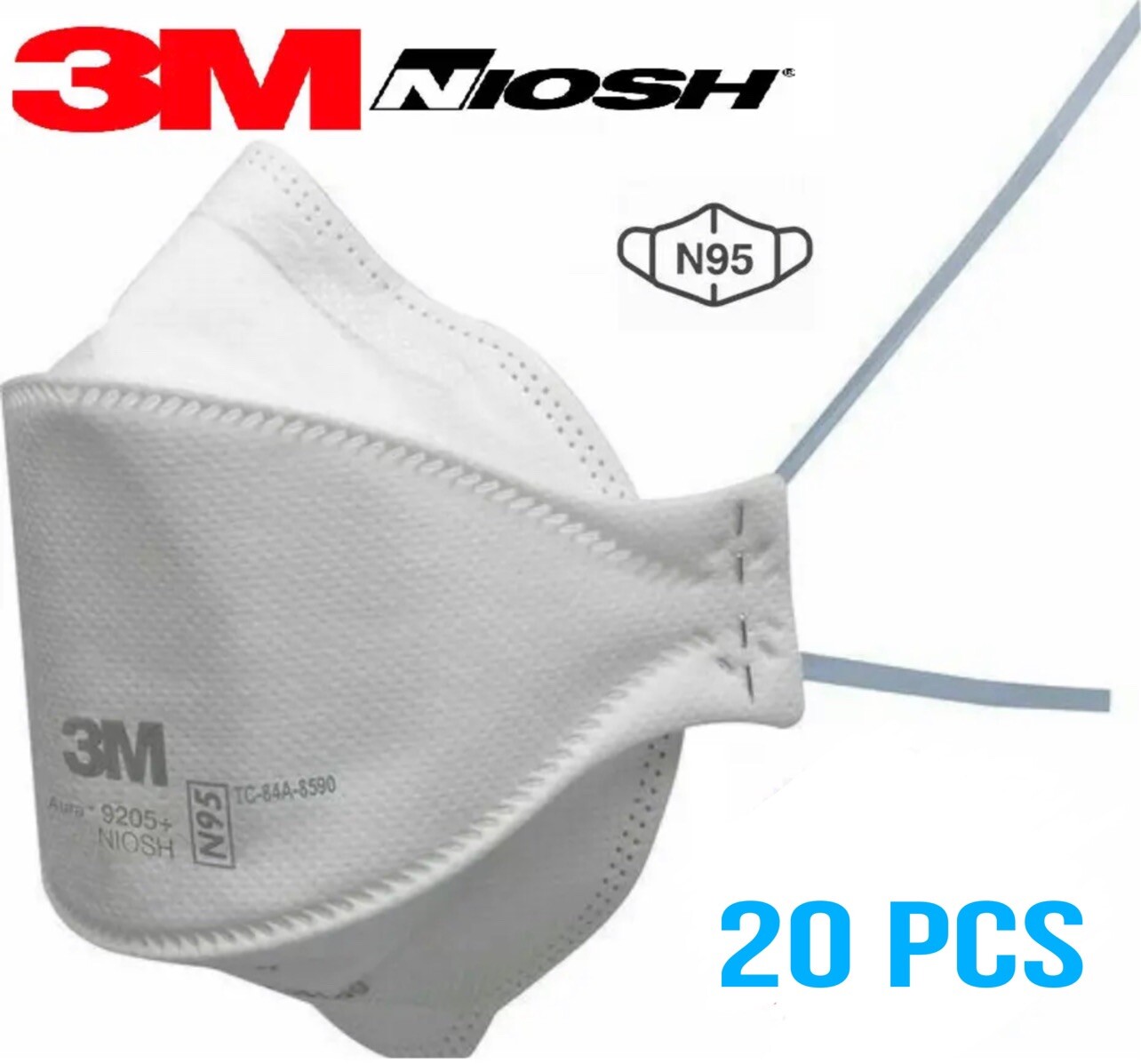 3M N95 Aura 9205+ NIOSH Approved Particulate Respirator Mask Pack of 20 EXP 2025