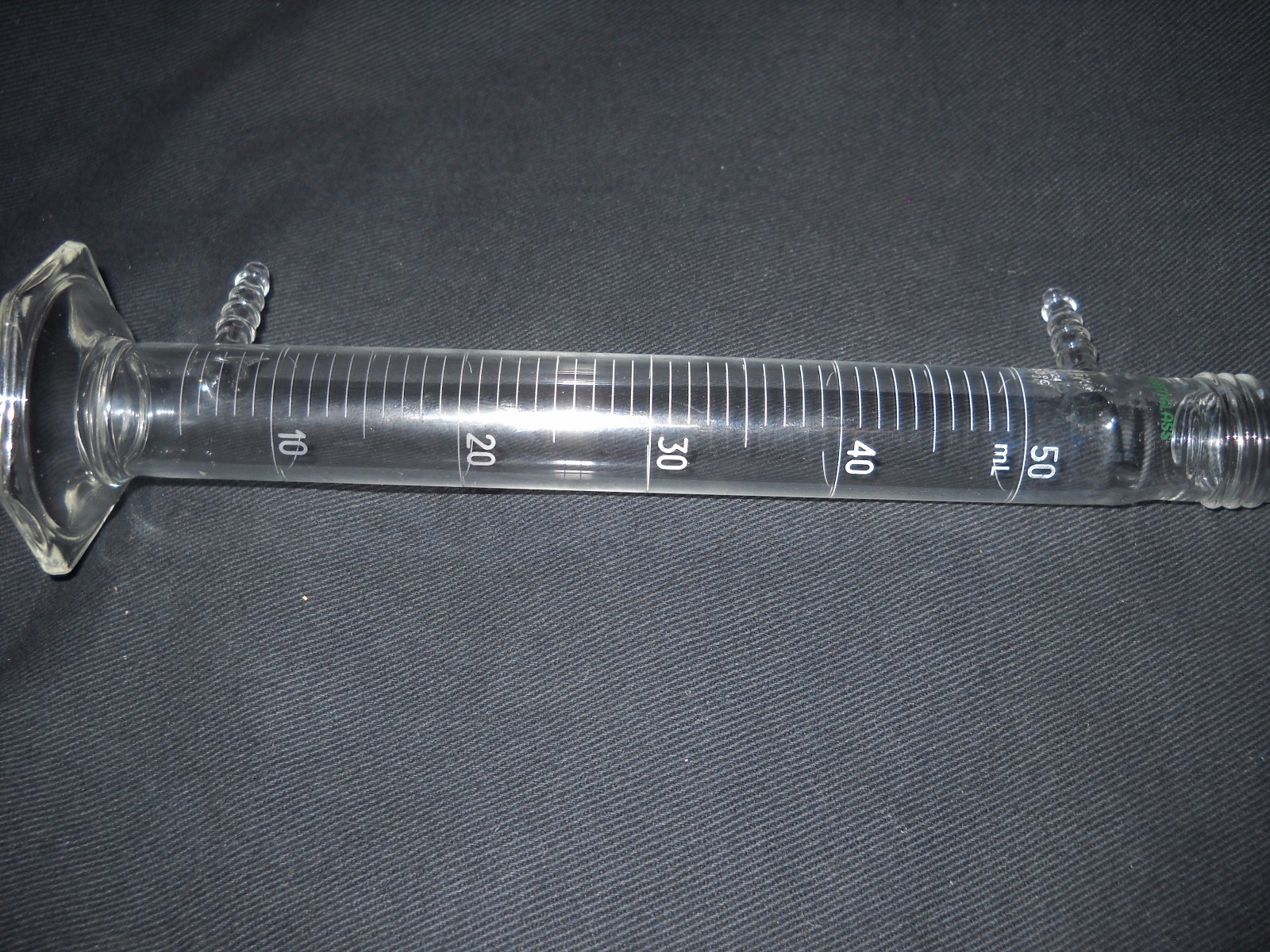 Chemglass Pyrex Glass 50mL TD Graduated Cylinder Gas Drying Column & GL25 Cap