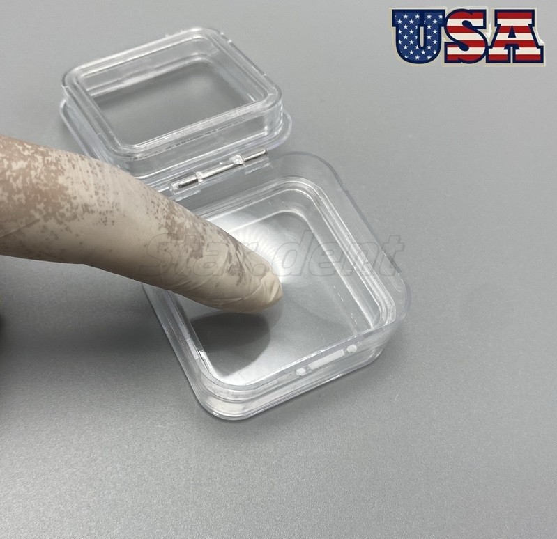 10pcs Denture Storage Box Dental Crown Box With Transparent Flexible Film Case