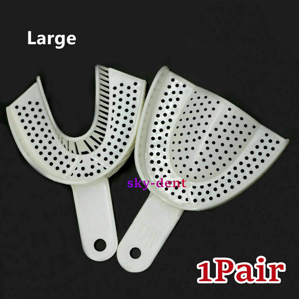 Plastic Dental Disposable Perforated Denture Impression Trays 5 Size Upper+Lower