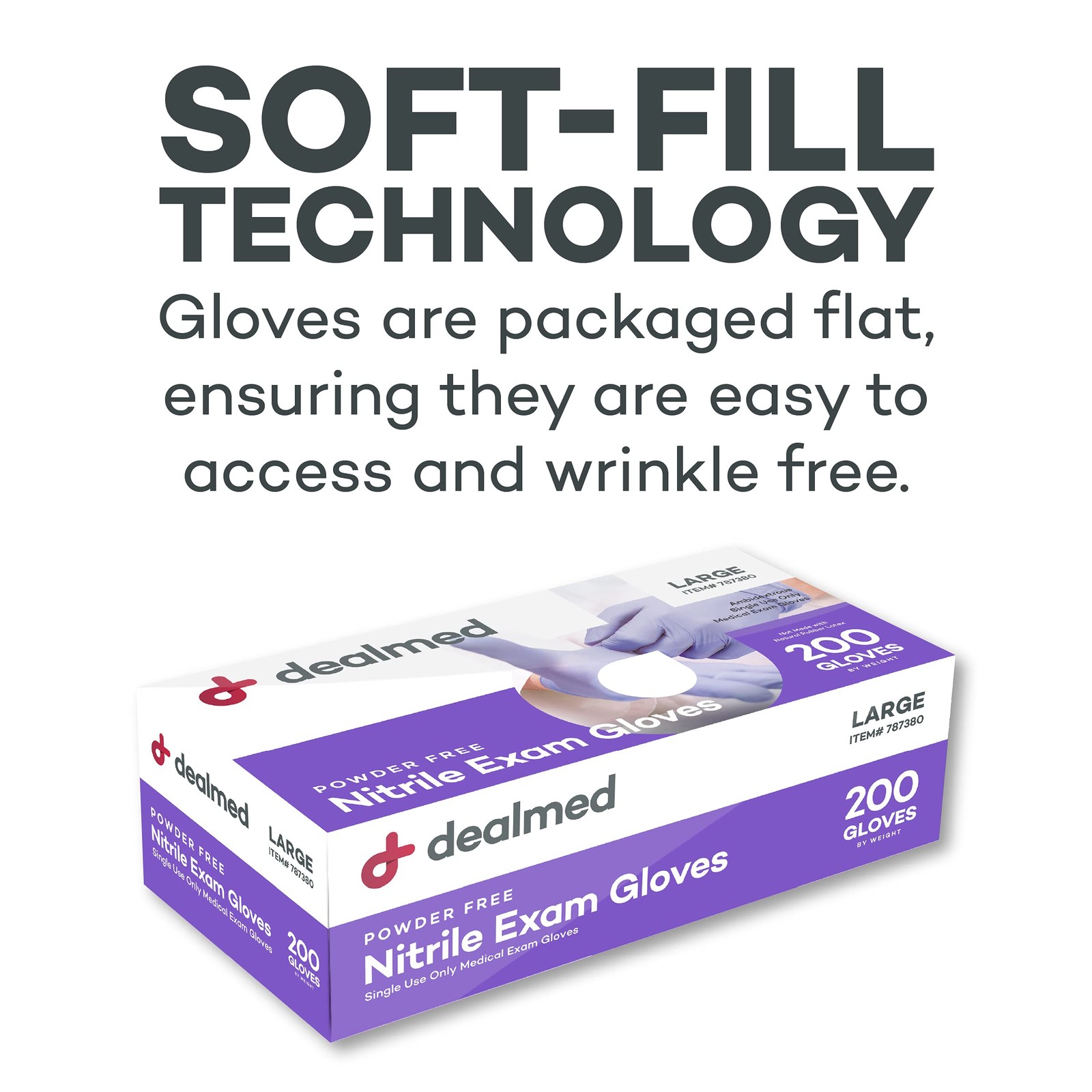 Dealmed Medical Exam Gloves 200 Count Large Nitrile Gloves Disposable Non