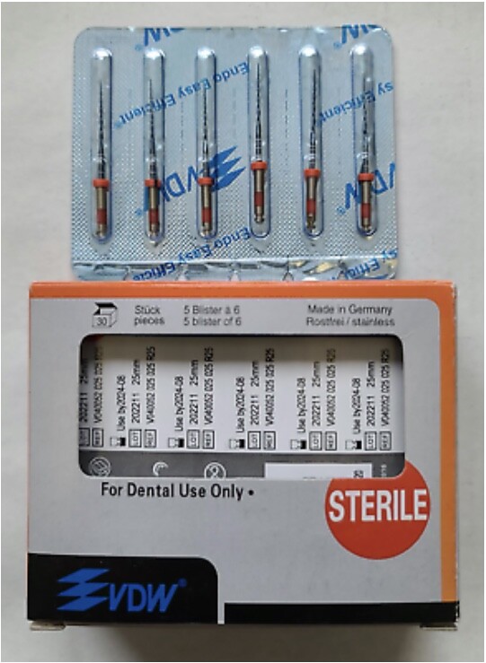 VDW RECIPROC Blue NiTi Root Canal Files 25mm R25 6pcs