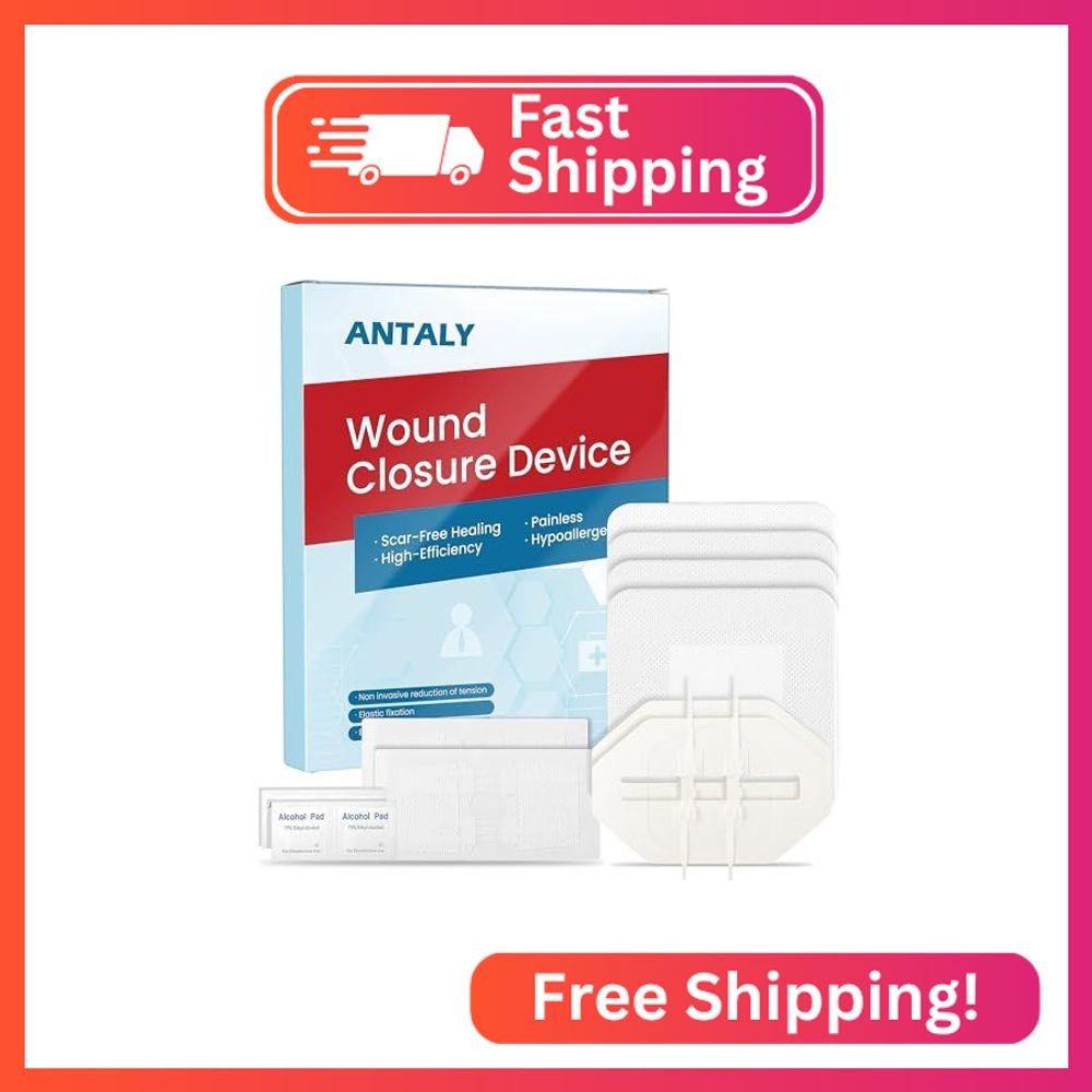 Antaly Wound Closure Strips, Zip Stitch Laceration Closure Kit, 12 PCS Butterfly