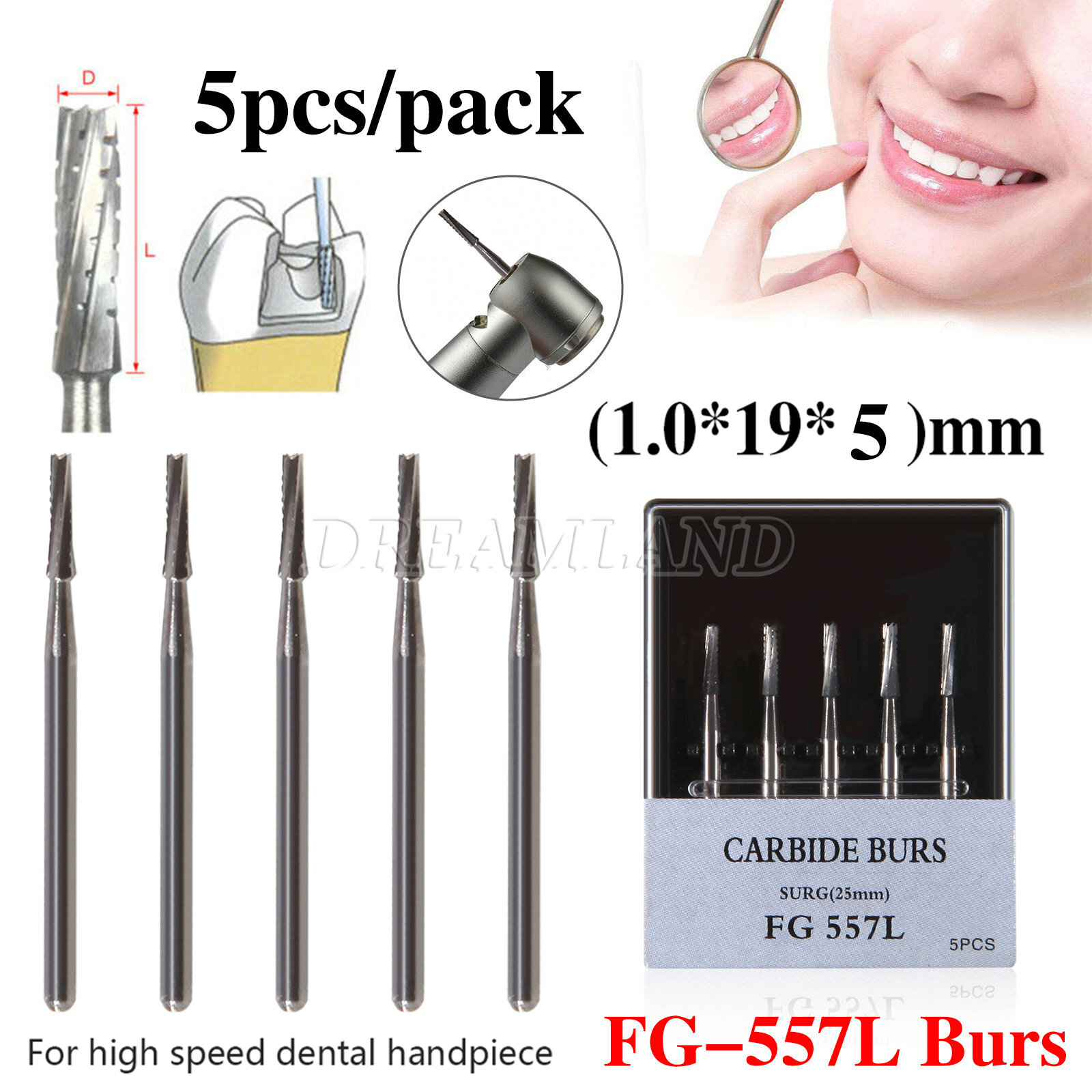 Dental Burs Surgical FG SURG 557L Long Shank Carbide High Speed Drills FGOS
