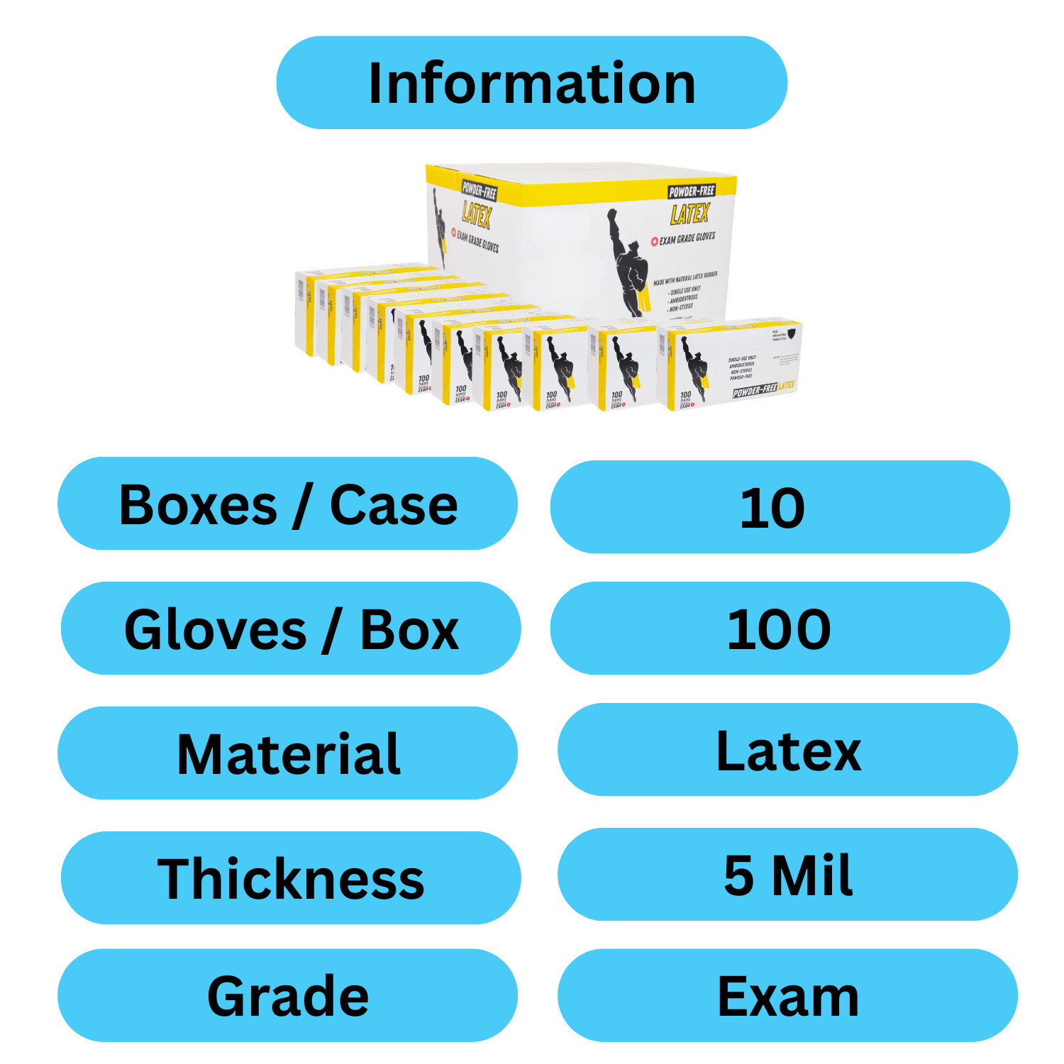 100-2000 Natural 4.5 Mil Latex Powder Free Medical Exam Grade Disposable Gloves