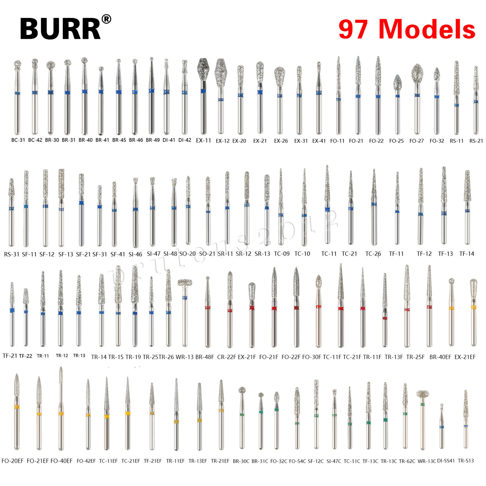 50pcs/10 boxes Dental Diamond Burs FG 1.6mm bur for High speed handpiece turbine