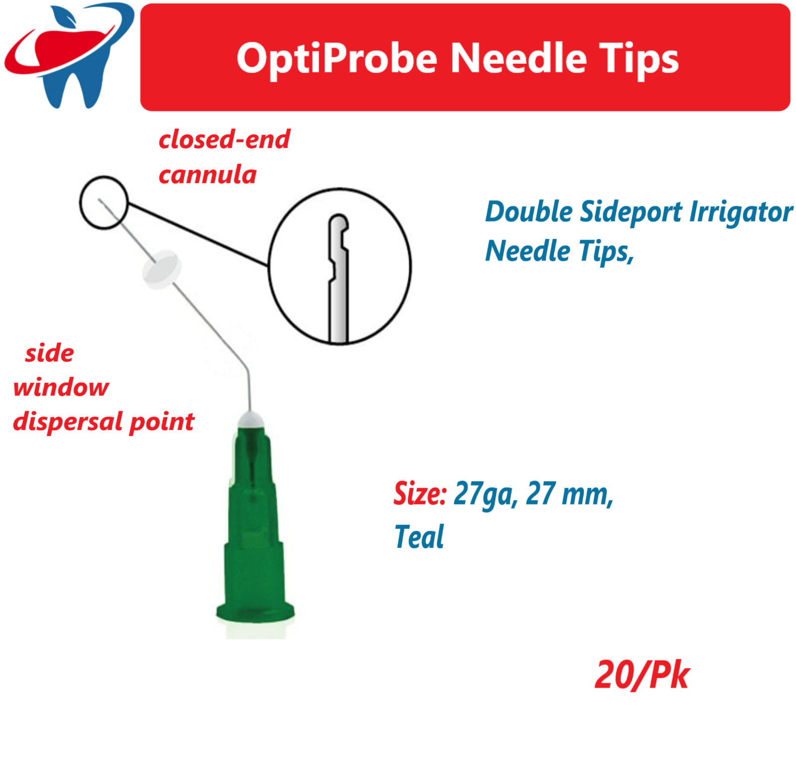 Pac-Dent OptiProbe Irrigator Needle Tips, Double & Single Sideport