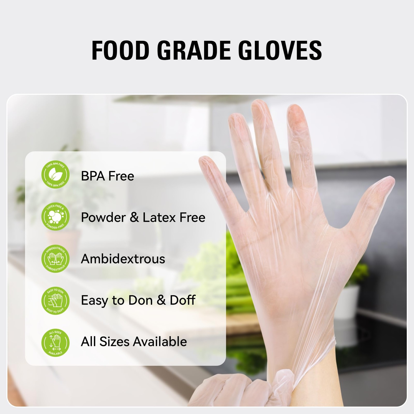 SWIFTLITE Disposable Vinyl Gloves, Food Safe, Latex-Free X-Large, Clear